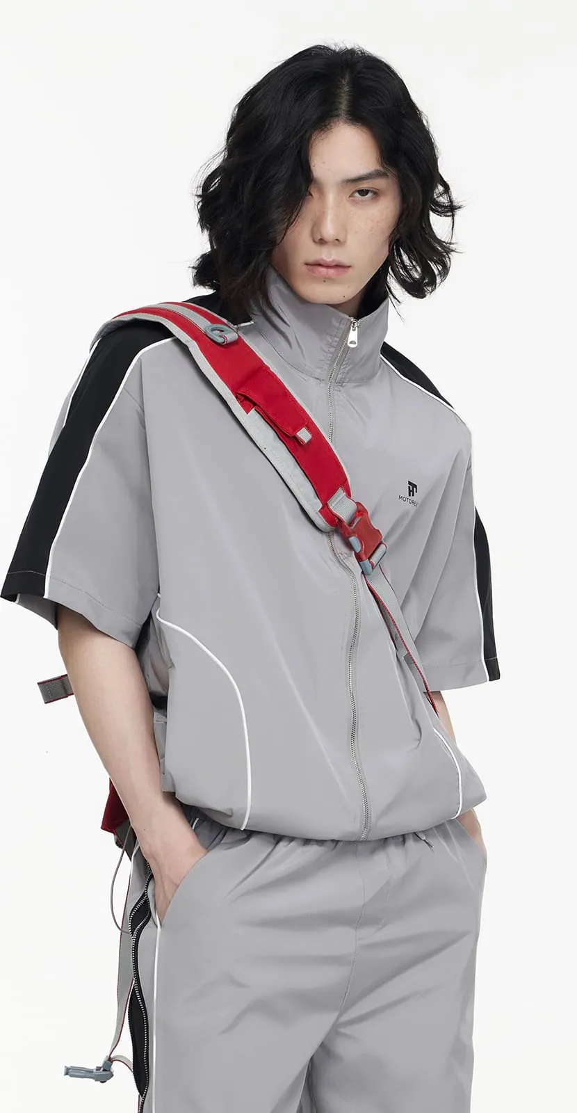 Fold Over Collar Short Sleeve Oversized Tracksuit