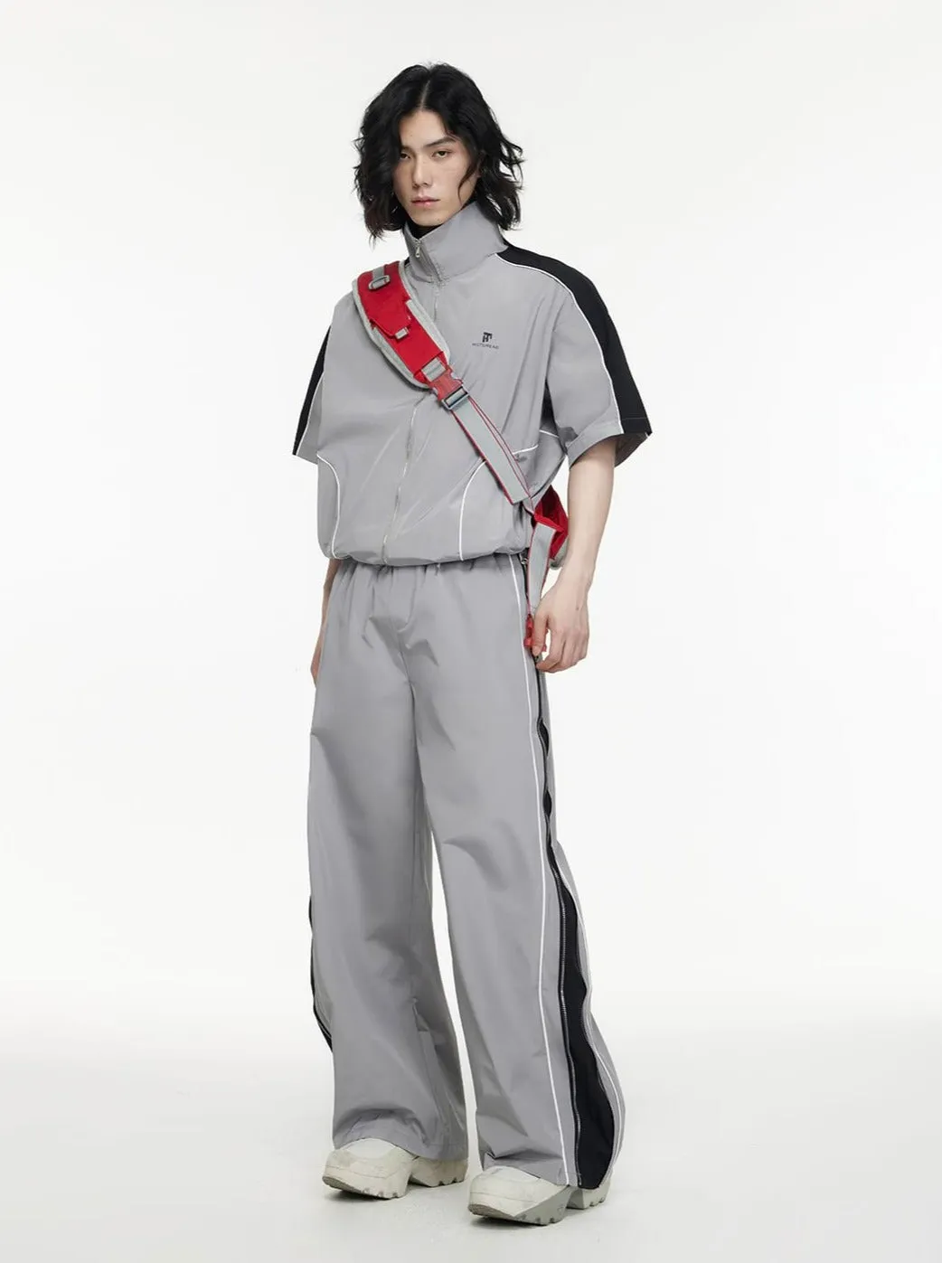 Fold Over Collar Short Sleeve Oversized Tracksuit