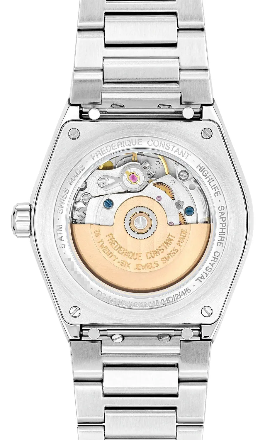 Frederique Constant Highlife Automatic Stainless Steel Blue Dial Interchangeable White Rubber Strap Date Womens Watch FC-303LB2NH6B