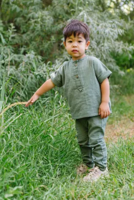 Gauze Jogger in Fern