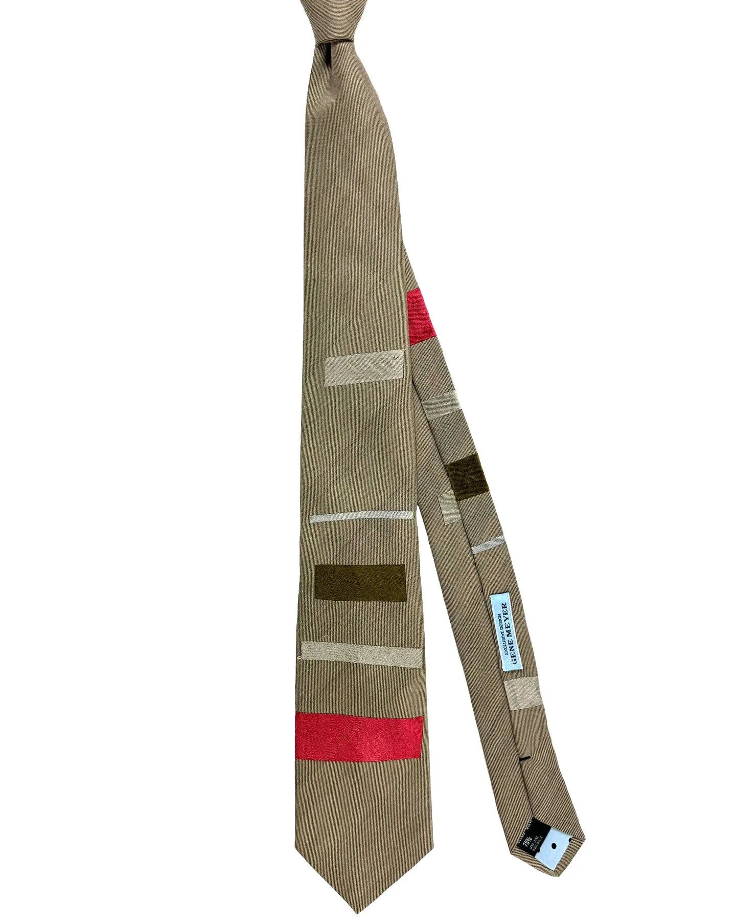 Gene Meyer Tie Gray Pink Olive - Hand Made in Italy