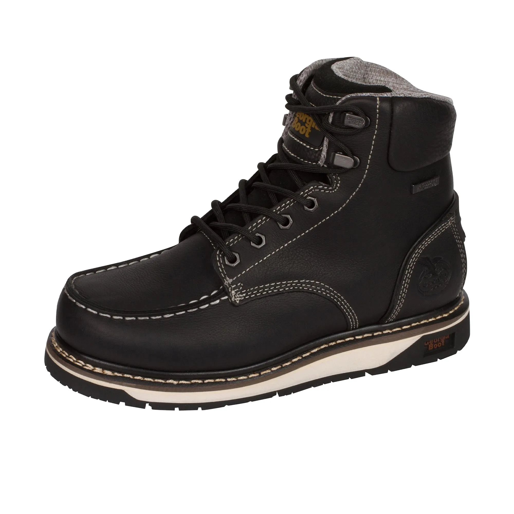 Georgia Boot AMP LT Wedge Moc-Toe 6 Inch Soft Toe Black