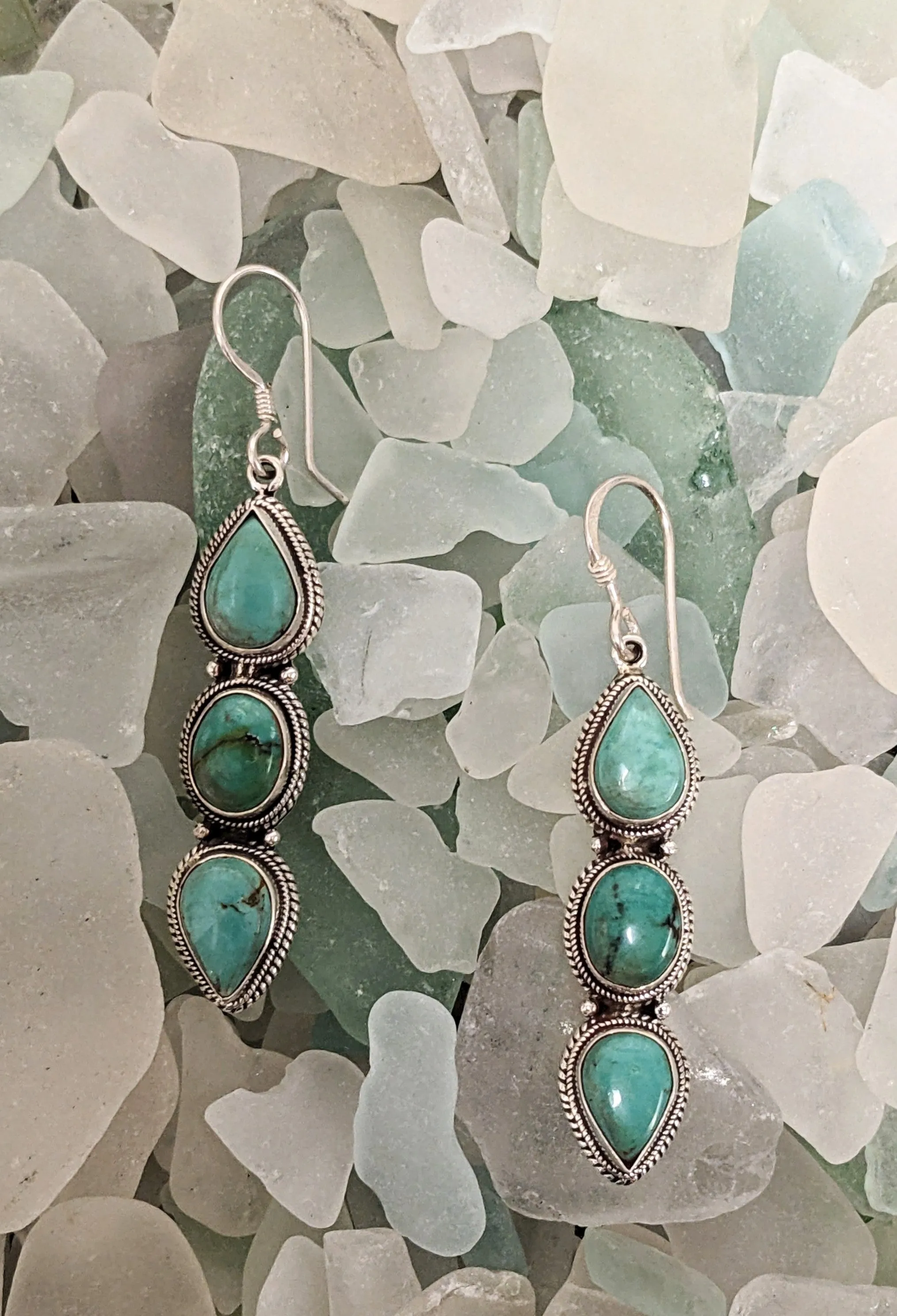 Green Turquoise Drop Earrings