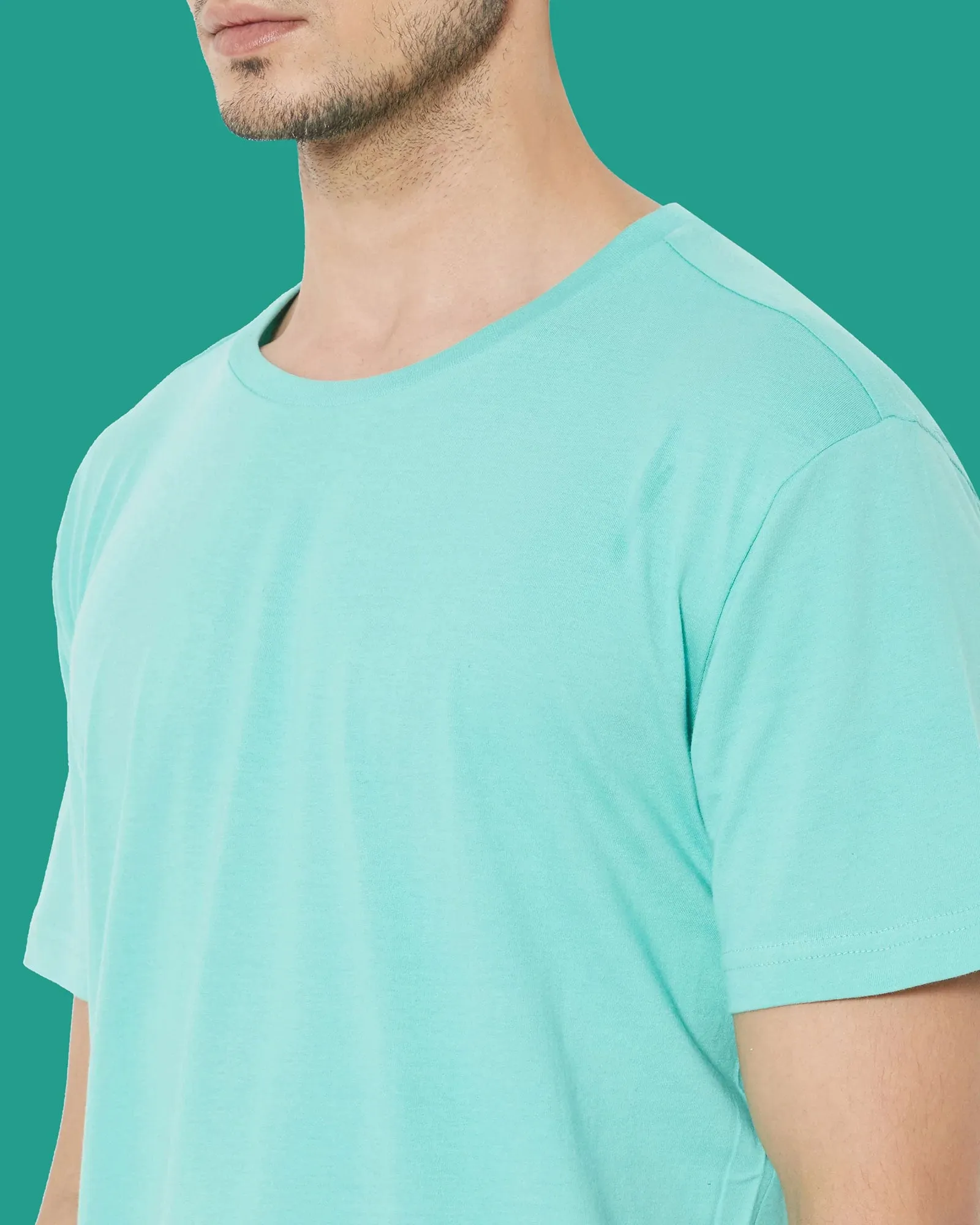 Half Sleeves Crew Neck: Robin Egg Blue