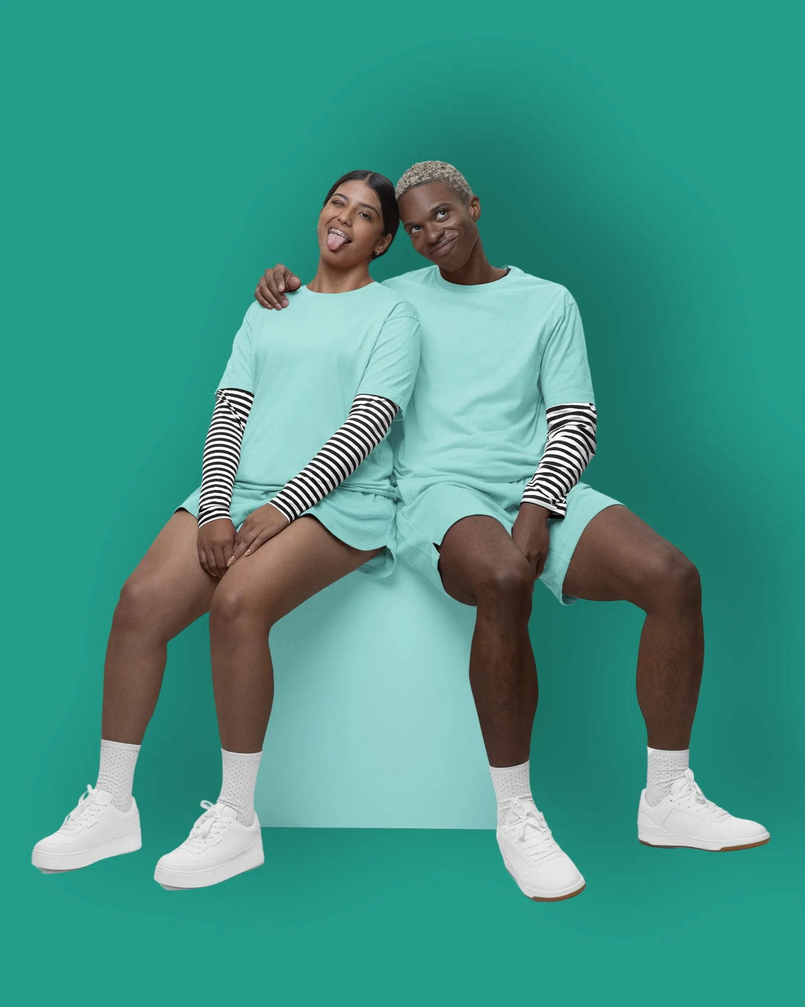Half Sleeves Crew Neck: Robin Egg Blue