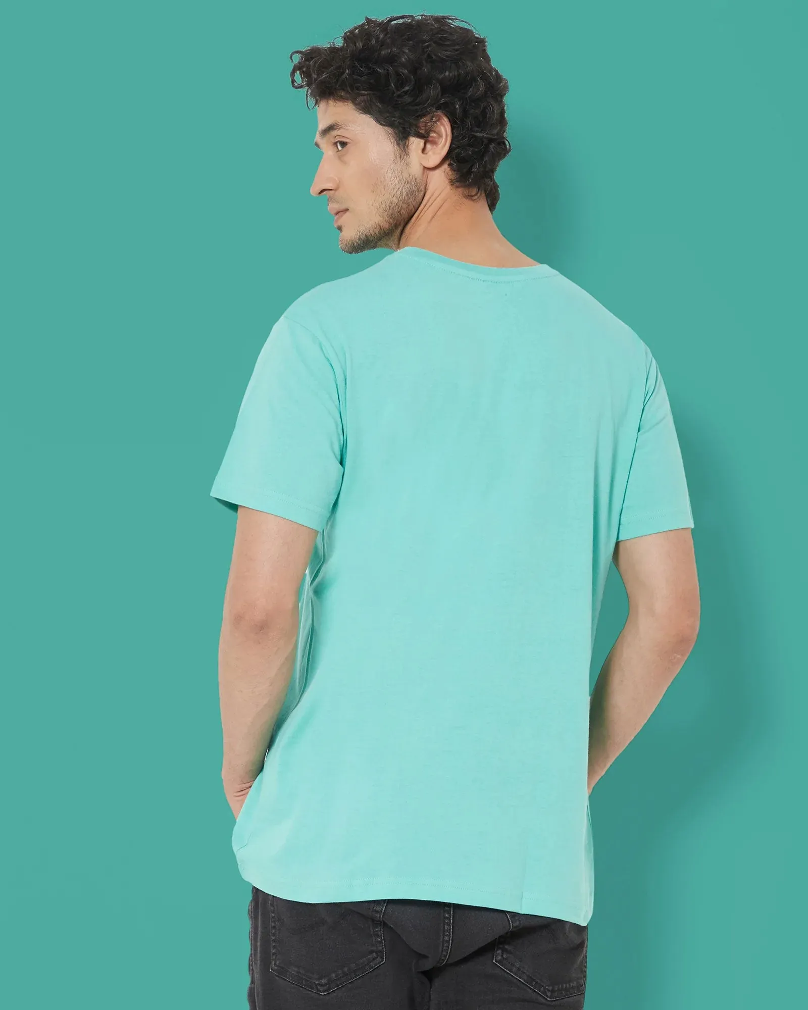 Half Sleeves Crew Neck: Robin Egg Blue