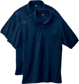 Hanes mens Short-sleeve Jersey Pocket (Pack of 2) polo shirts, Navy, XX-Large US