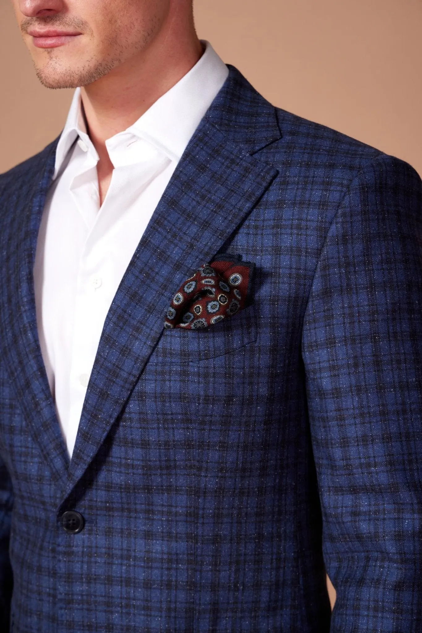 HENRY SARTORIAL DORMEUIL Check Blazer - FC NAVY/BLACK REG