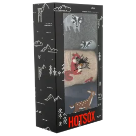 HOTSOX Men's Woodland Animals Crew Sock 3 Pack Gift Box