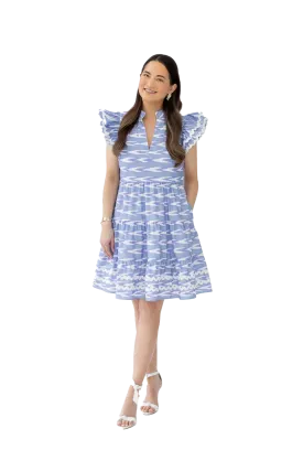 Hudson Flutter Sleeve Tunic Dress Serenity Ikat