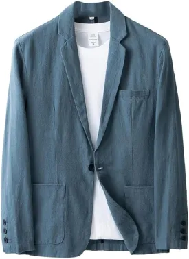 IDEALSANXUN 100% Linen Blazer Men Casual One Button Spring Suit Jackets Lightweight Sports Coat