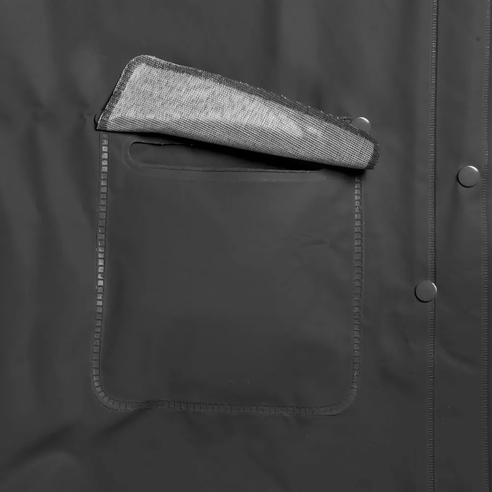 Ironwear 9221FR Flame Retardant Rain Jacket Riding Coat with Detachable Hood and Vented Back Black