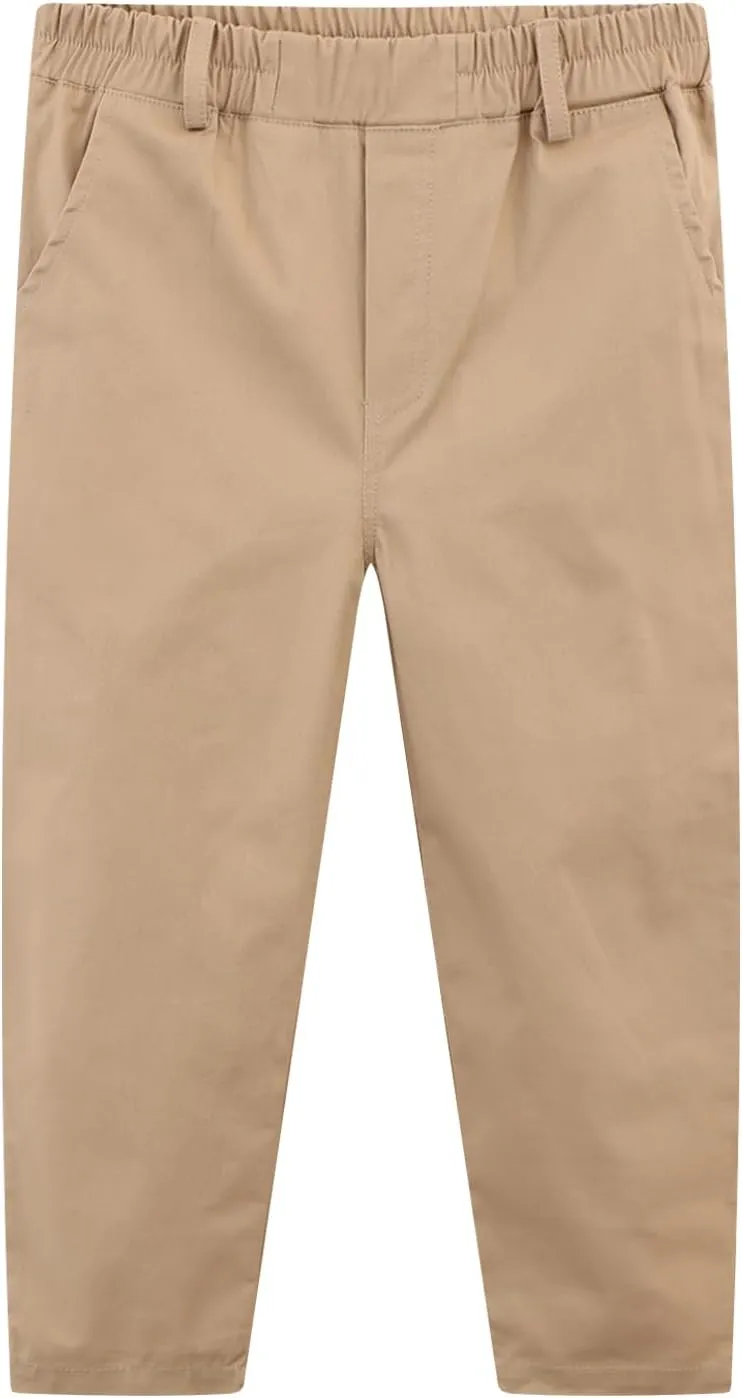 Kids Boy Chino Pants School Uniform Elastic Stretch Khaki Blue Cargo Joggers