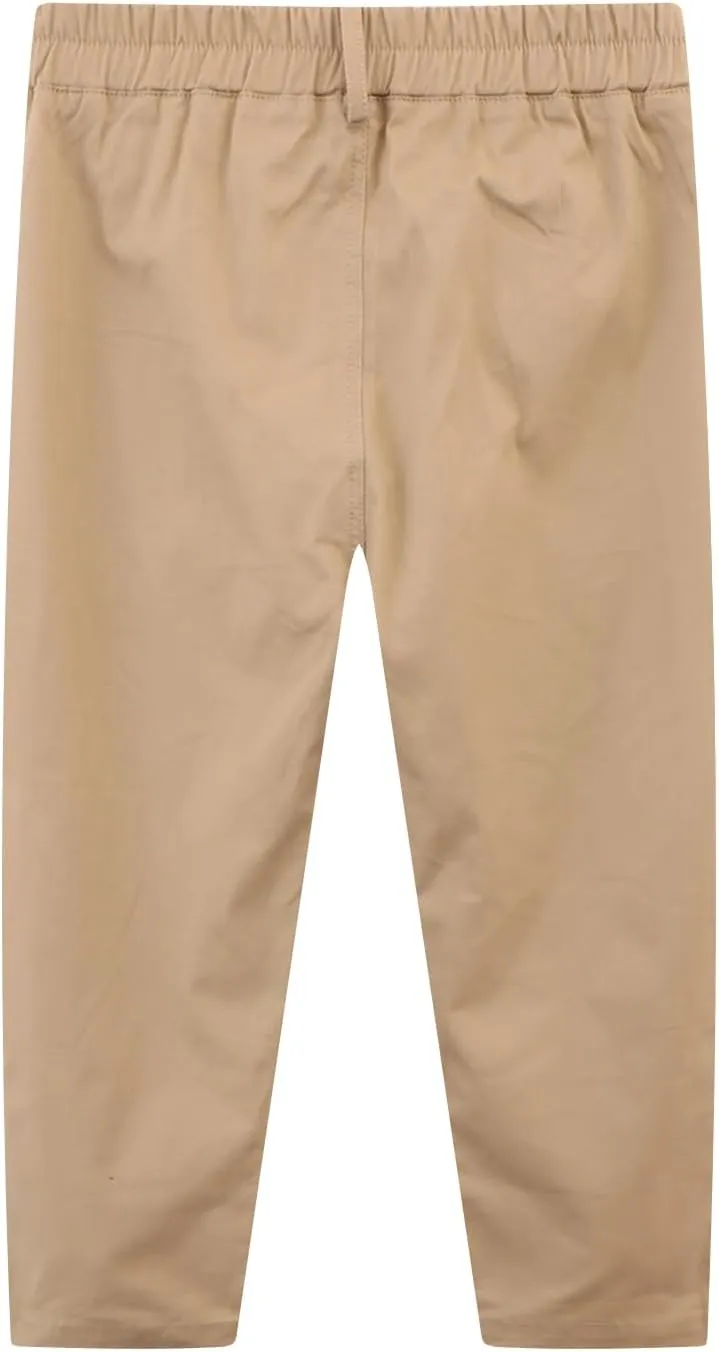 Kids Boy Chino Pants School Uniform Elastic Stretch Khaki Blue Cargo Joggers