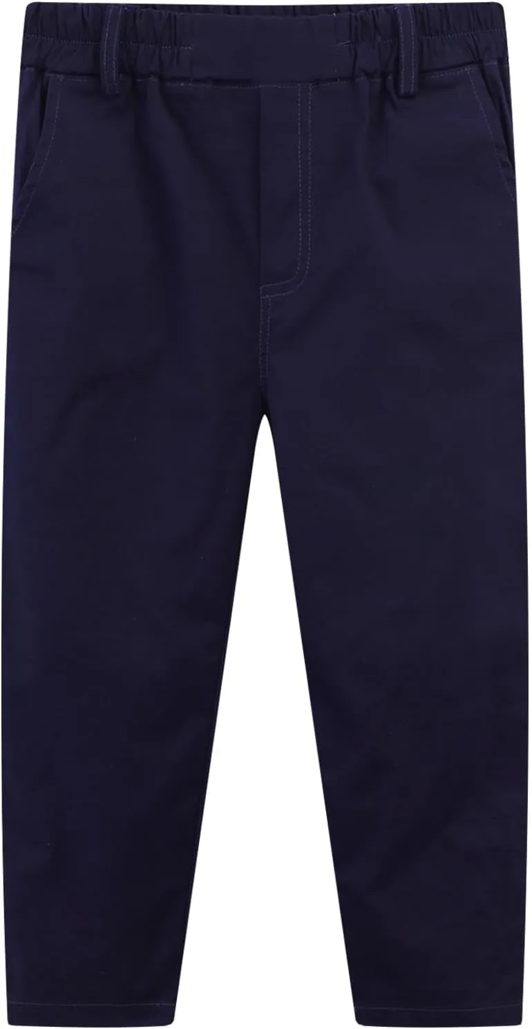 Kids Boy Chino Pants School Uniform Elastic Stretch Khaki Blue Cargo Joggers