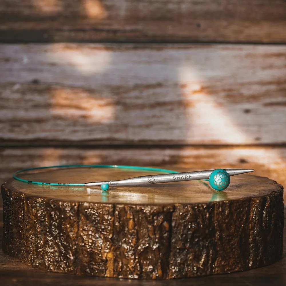 KnitPro Teal Nylon Stainless Steel coated Swivel and Fixed Cables, MINDFUL COLLECTION