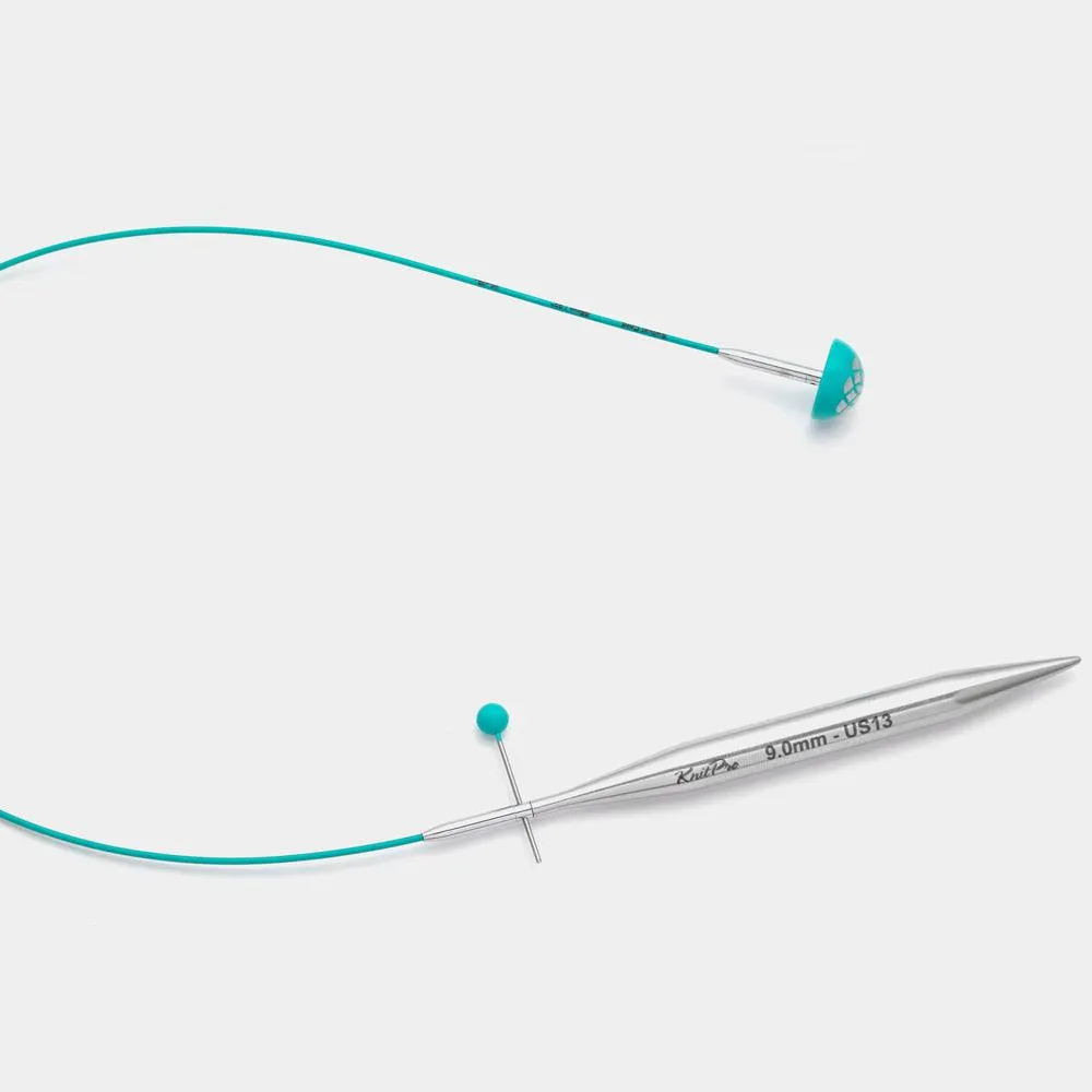 KnitPro Teal Nylon Stainless Steel coated Swivel and Fixed Cables, MINDFUL COLLECTION