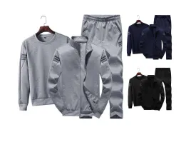 Men's Fall Winter Full Sleeves Sweater Sweatshirt Zipper Jacket & Trouser Set Casual Sports Suit Trend 3 Piece Set (Shirt Jacket Trouser Pants)  | T928