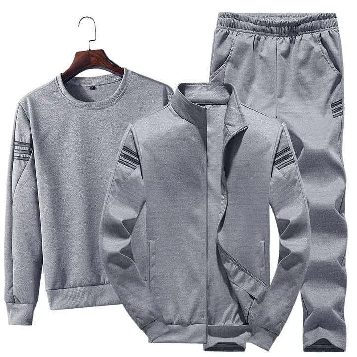 Men's Fall Winter Full Sleeves Sweater Sweatshirt Zipper Jacket & Trouser Set Casual Sports Suit Trend 3 Piece Set (Shirt Jacket Trouser Pants)  | T928