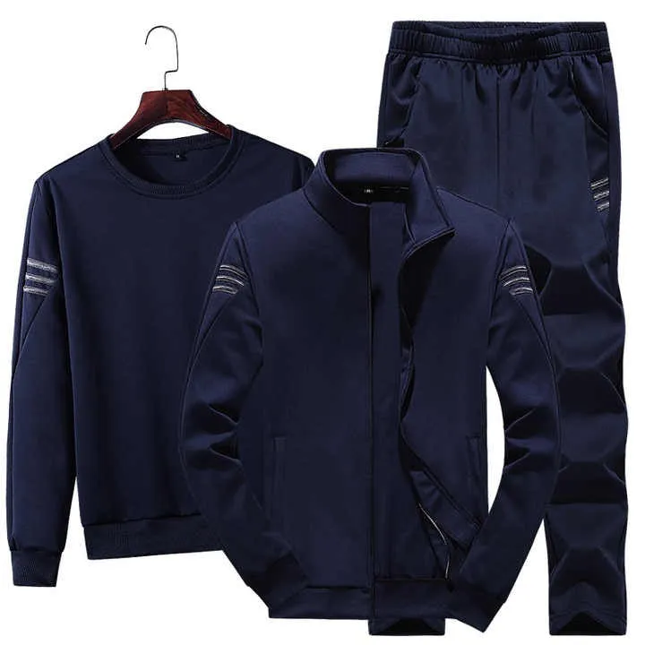 Men's Fall Winter Full Sleeves Sweater Sweatshirt Zipper Jacket & Trouser Set Casual Sports Suit Trend 3 Piece Set (Shirt Jacket Trouser Pants)  | T928