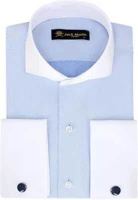 Men's French Cuff Dress Shirts with Cutaway Collar | Cufflinks Included | Luxe Long Sleeve Button-Up Shirt for Men