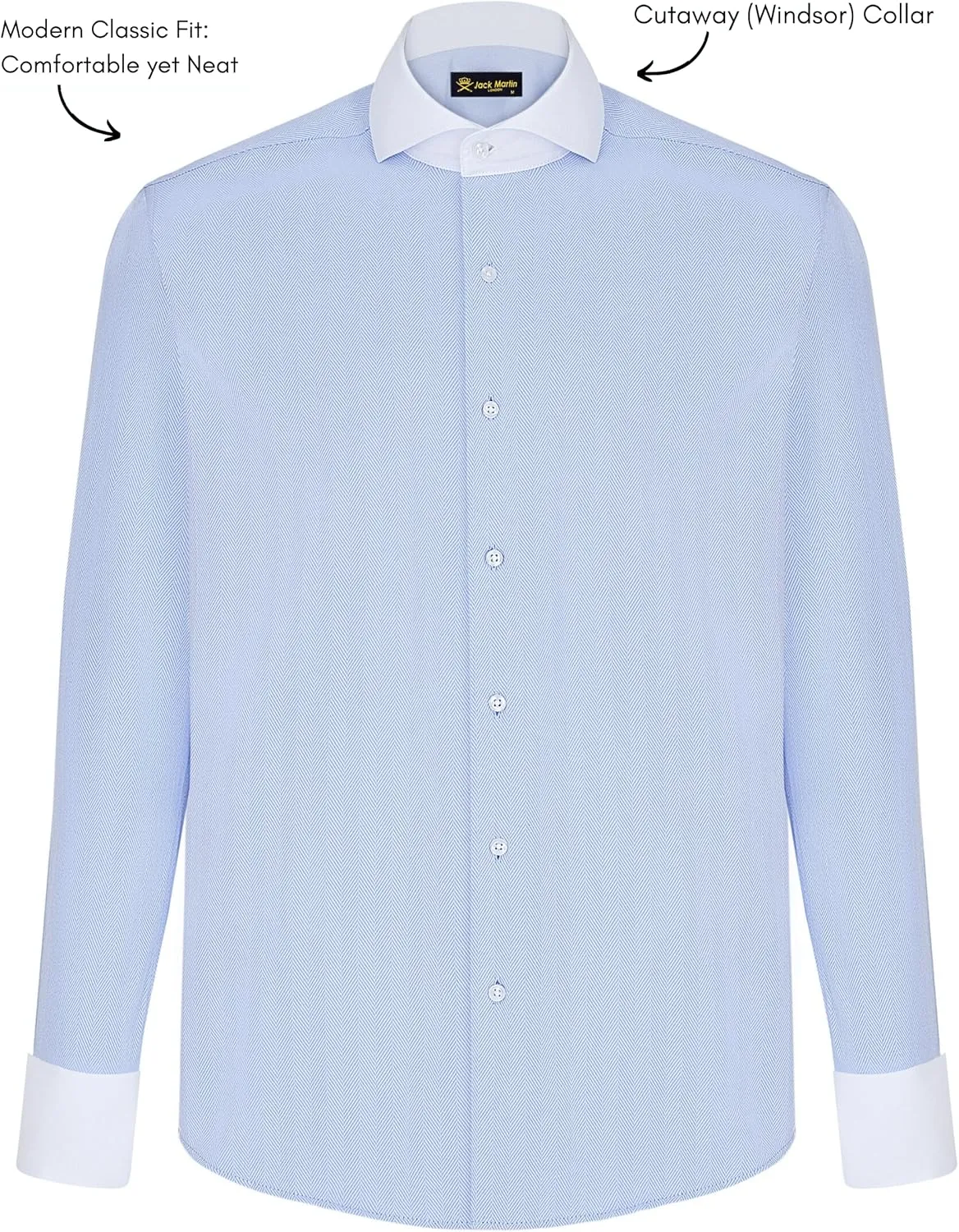 Men's French Cuff Dress Shirts with Cutaway Collar | Cufflinks Included | Luxe Long Sleeve Button-Up Shirt for Men
