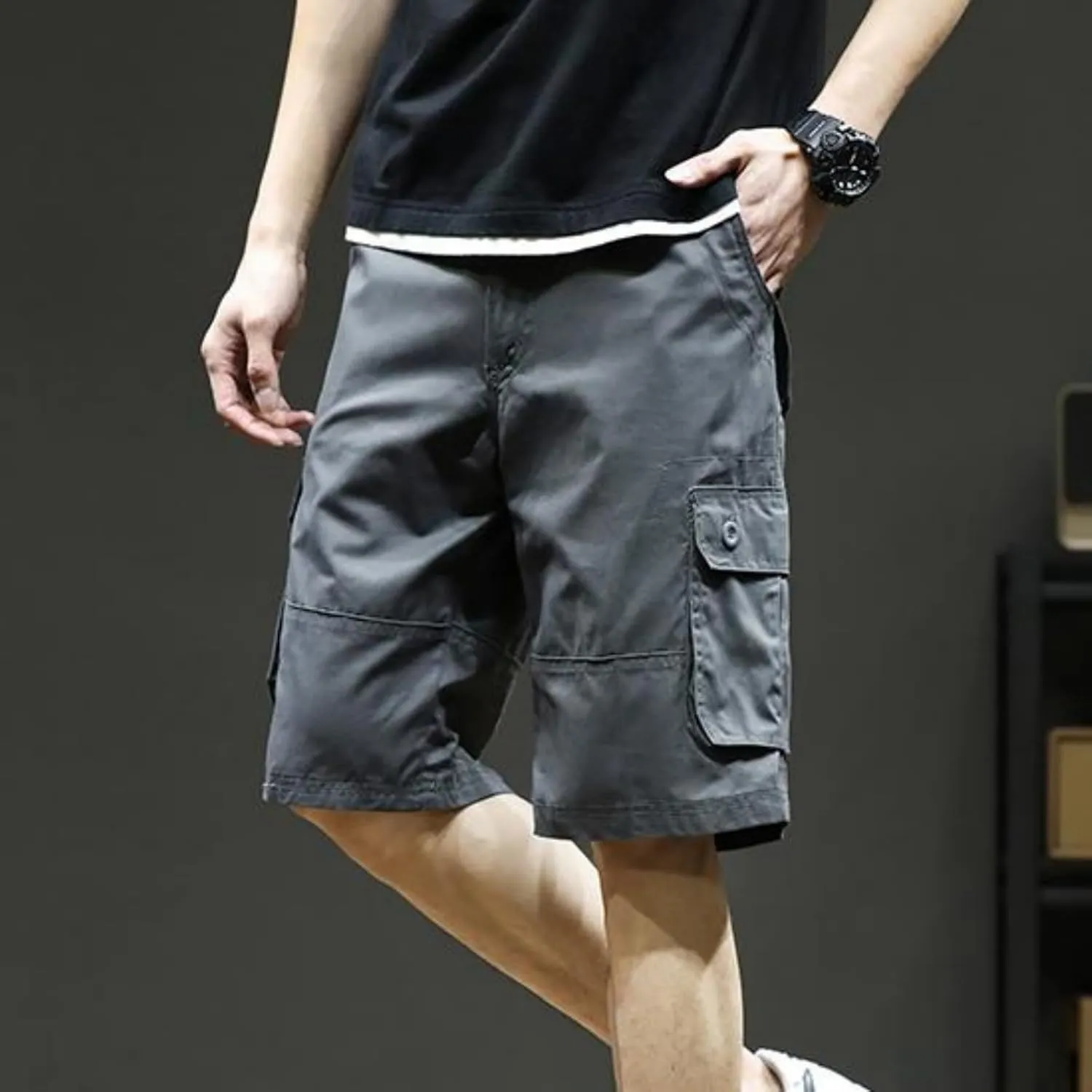 Men's Hiking Cargo Shorts Lightweight Casual Stretch Shorts Fashion Baggy Pocket Summer Sports Beach Half Pants