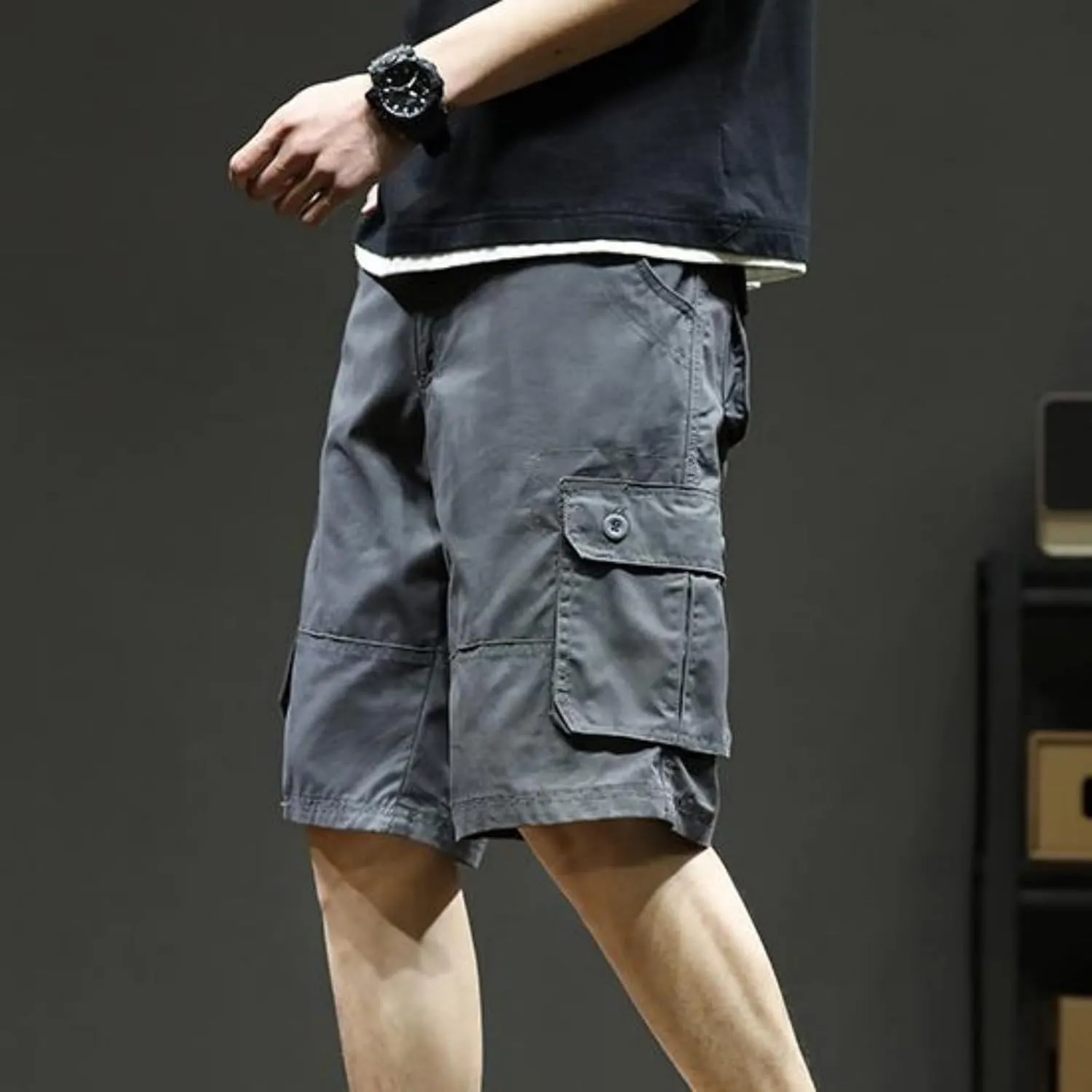 Men's Hiking Cargo Shorts Lightweight Casual Stretch Shorts Fashion Baggy Pocket Summer Sports Beach Half Pants