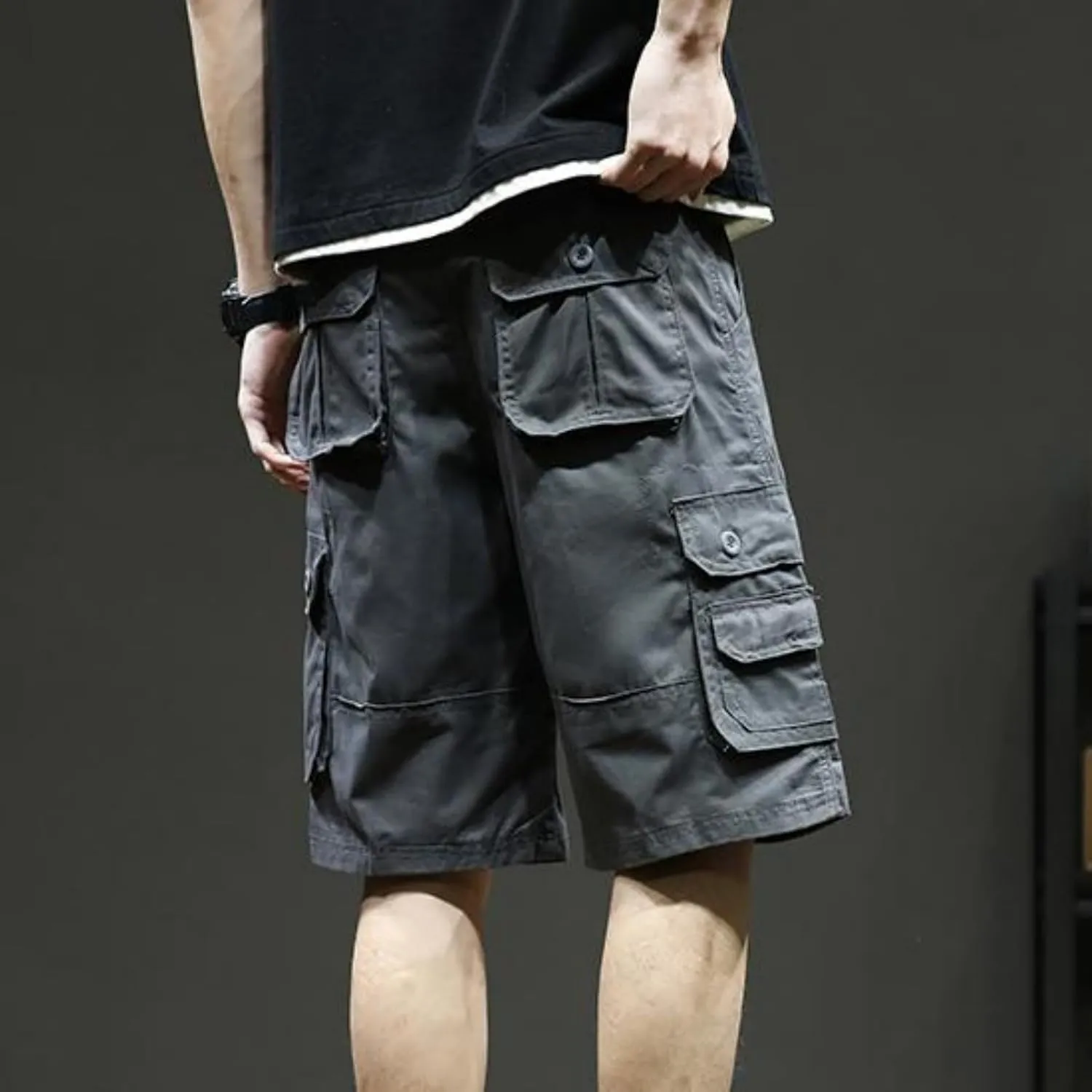 Men's Hiking Cargo Shorts Lightweight Casual Stretch Shorts Fashion Baggy Pocket Summer Sports Beach Half Pants