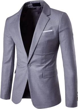 Men's Slim Classic Suit Jacket One Button Casual Sports Jackets Coat Lightweight Comfy Business Daily Blazer