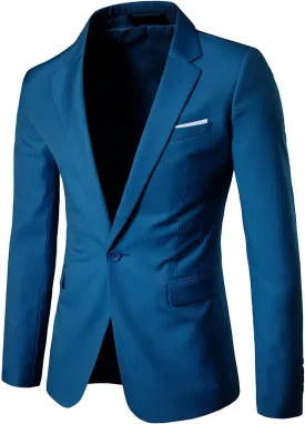 Men's Slim Classic Suit Jacket One Button Casual Sports Jackets Coat Lightweight Comfy Business Daily Blazer