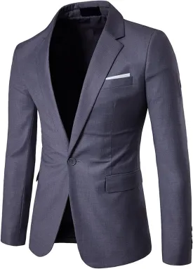 Men's Slim Classic Suit Jacket One Button Casual Sports Jackets Coat Lightweight Comfy Business Daily Blazer