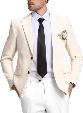 Men's Suits Linen Blazer Casual Jacket Sports Coats Regular Fit Two Buttons Summer Business Suit Jackets Wedding Prom
