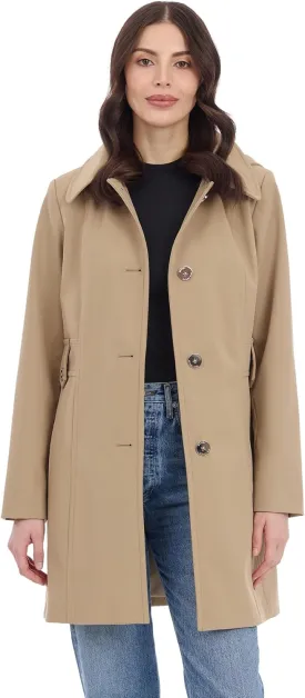 Michael Kors Women's Single Breasted Raincoat with Detachable Hood
