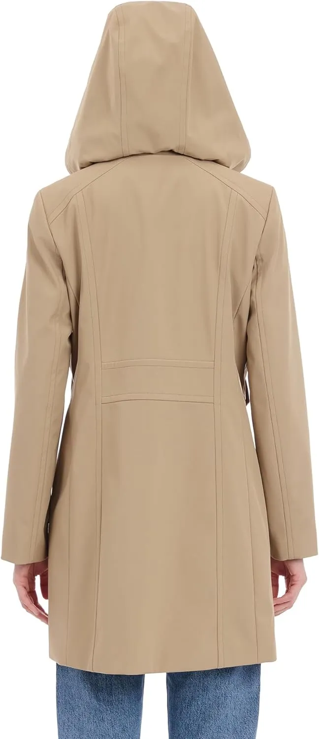 Michael Kors Women's Single Breasted Raincoat with Detachable Hood