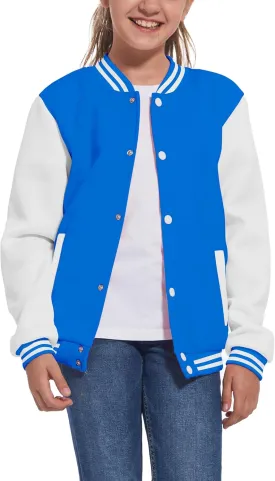 Mowbeat Kids Baseball Jacket Girls Bomber Jackets Boys Varsity Coats Top for Girl Sports Track Outerwear