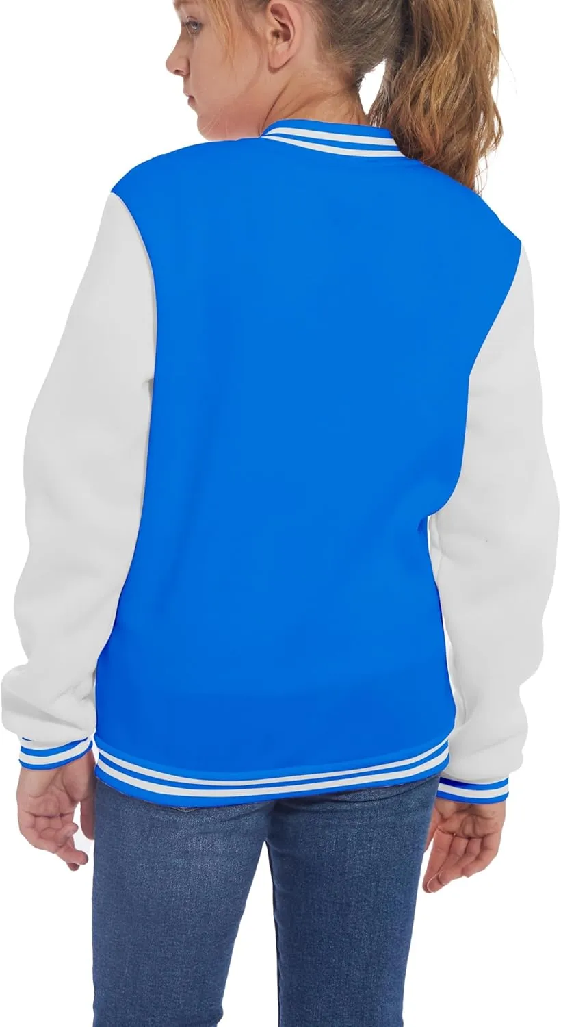 Mowbeat Kids Baseball Jacket Girls Bomber Jackets Boys Varsity Coats Top for Girl Sports Track Outerwear