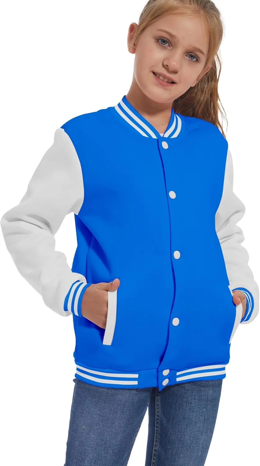 Mowbeat Kids Baseball Jacket Girls Bomber Jackets Boys Varsity Coats Top for Girl Sports Track Outerwear