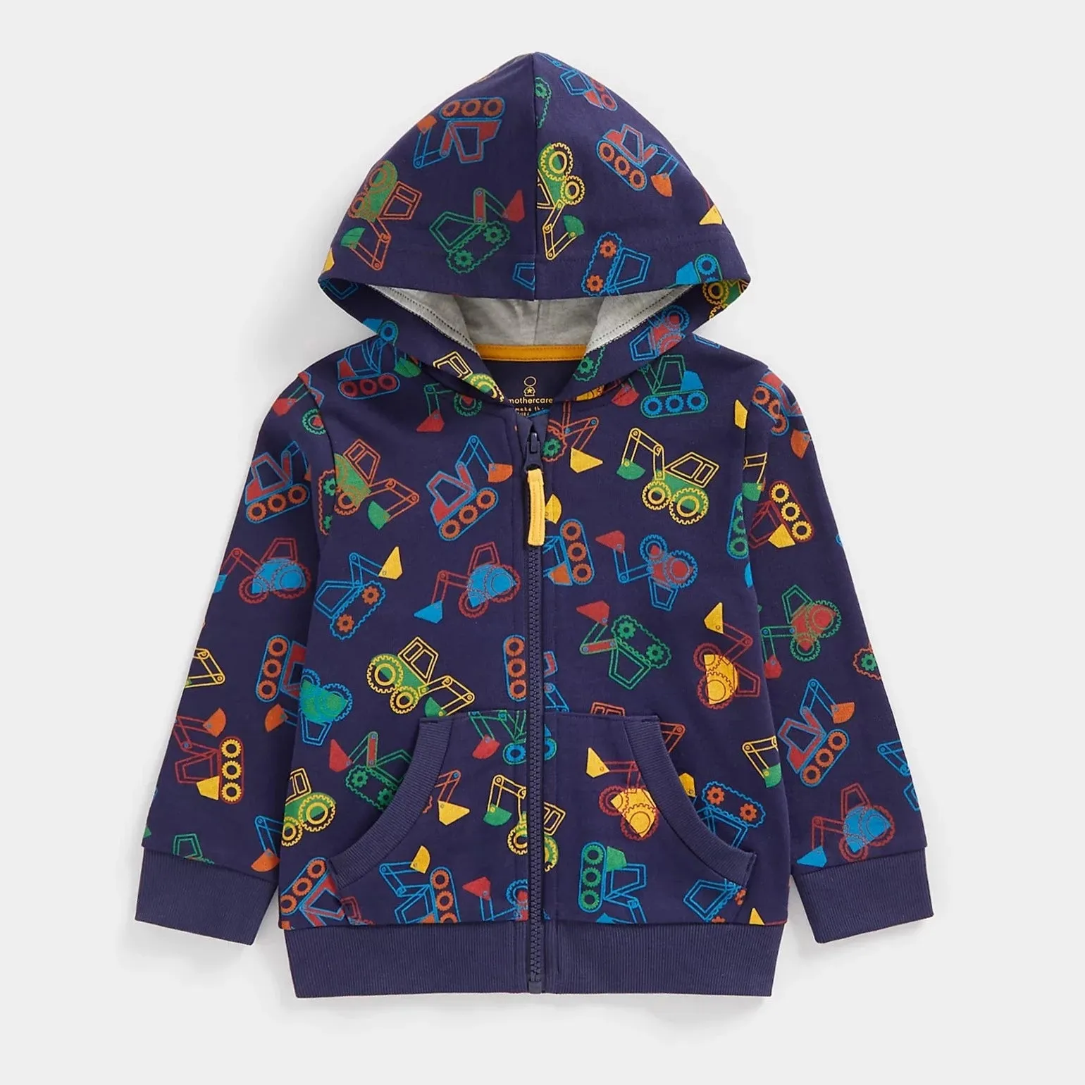 Navy Vehicle Printed Hooded Jacket