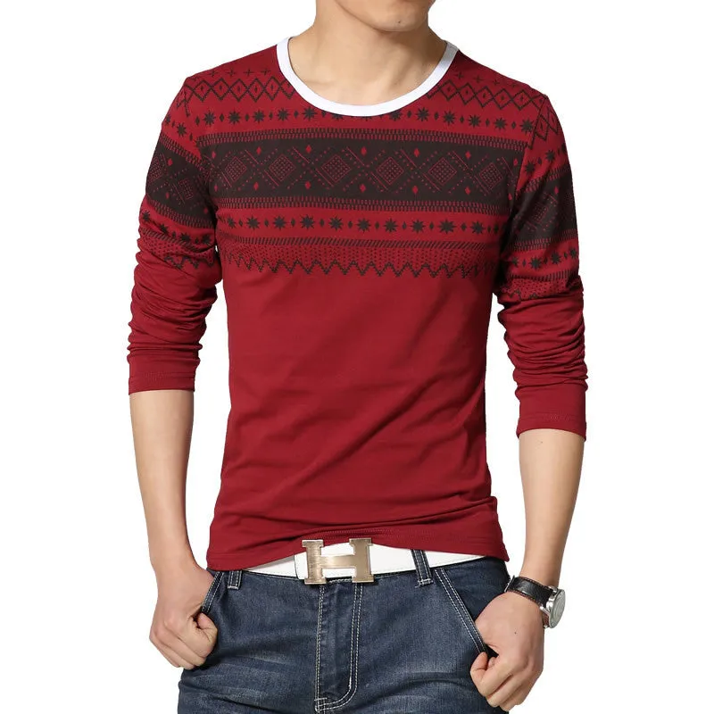 New Mens Long Sleeved T-Shirts Korean Version Of Trend Fashion Casual Slim Fit TShirt