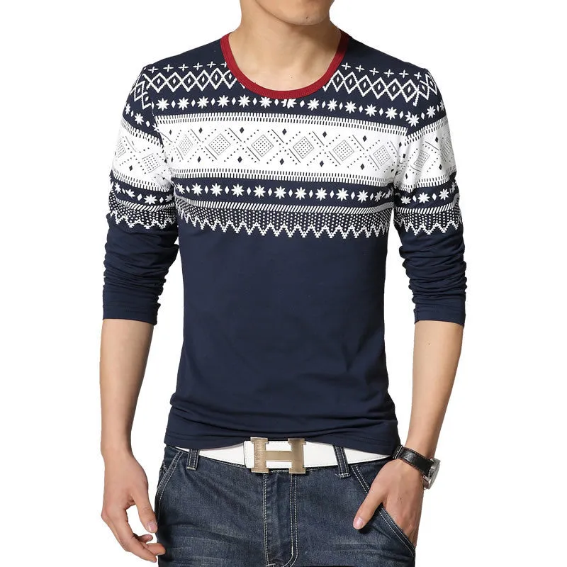 New Mens Long Sleeved T-Shirts Korean Version Of Trend Fashion Casual Slim Fit TShirt