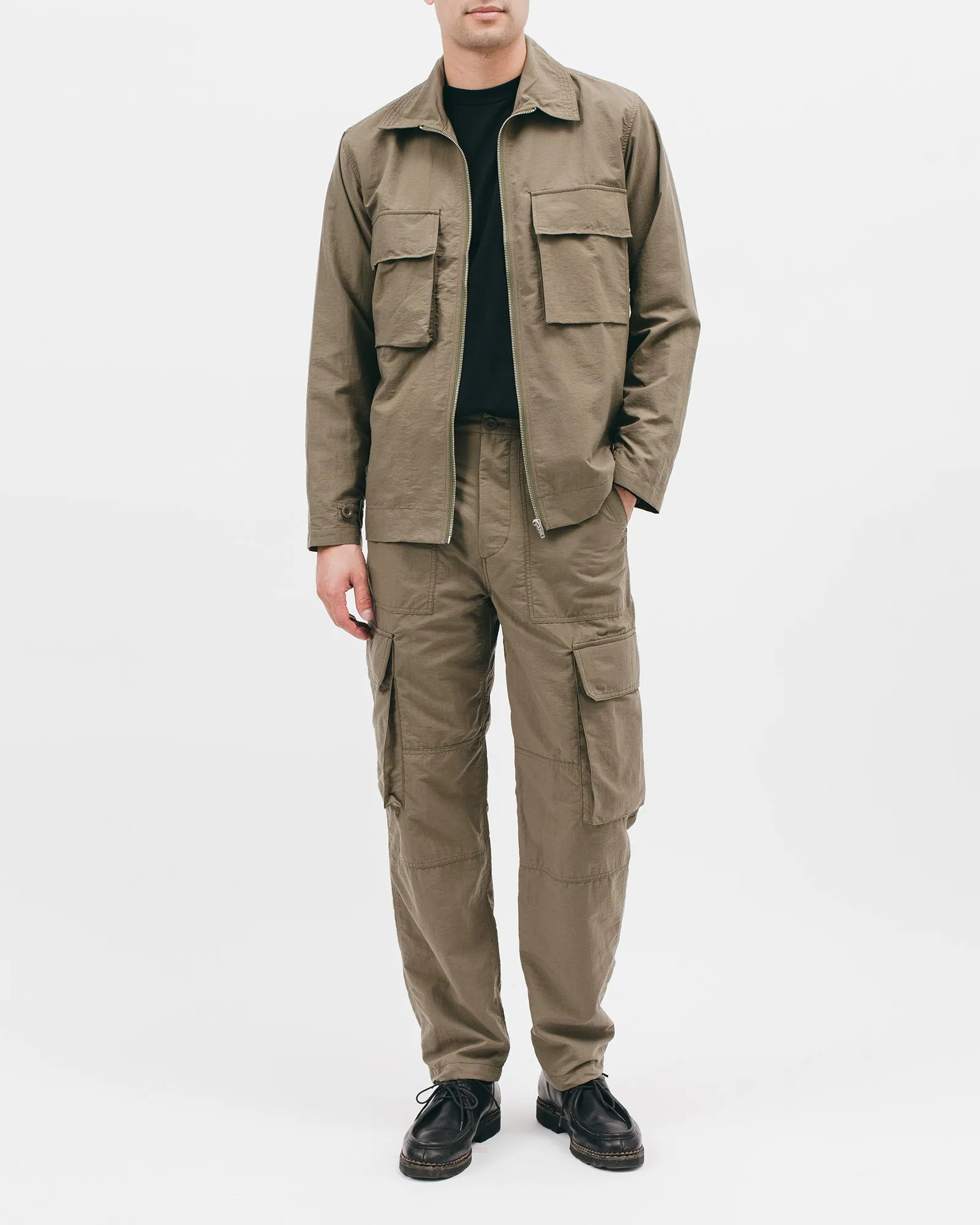Nylon Poplin LS Shirt - Moss