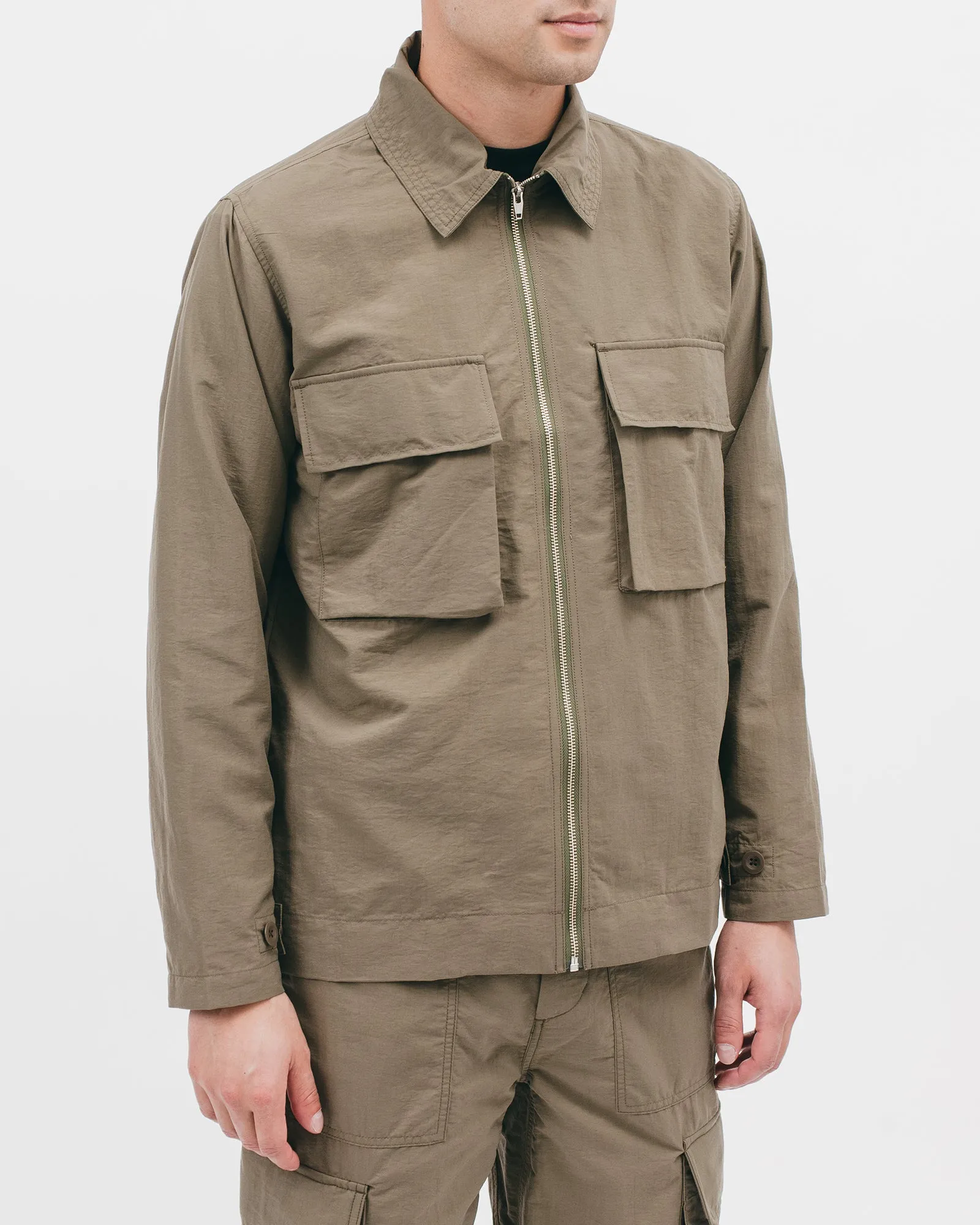 Nylon Poplin LS Shirt - Moss