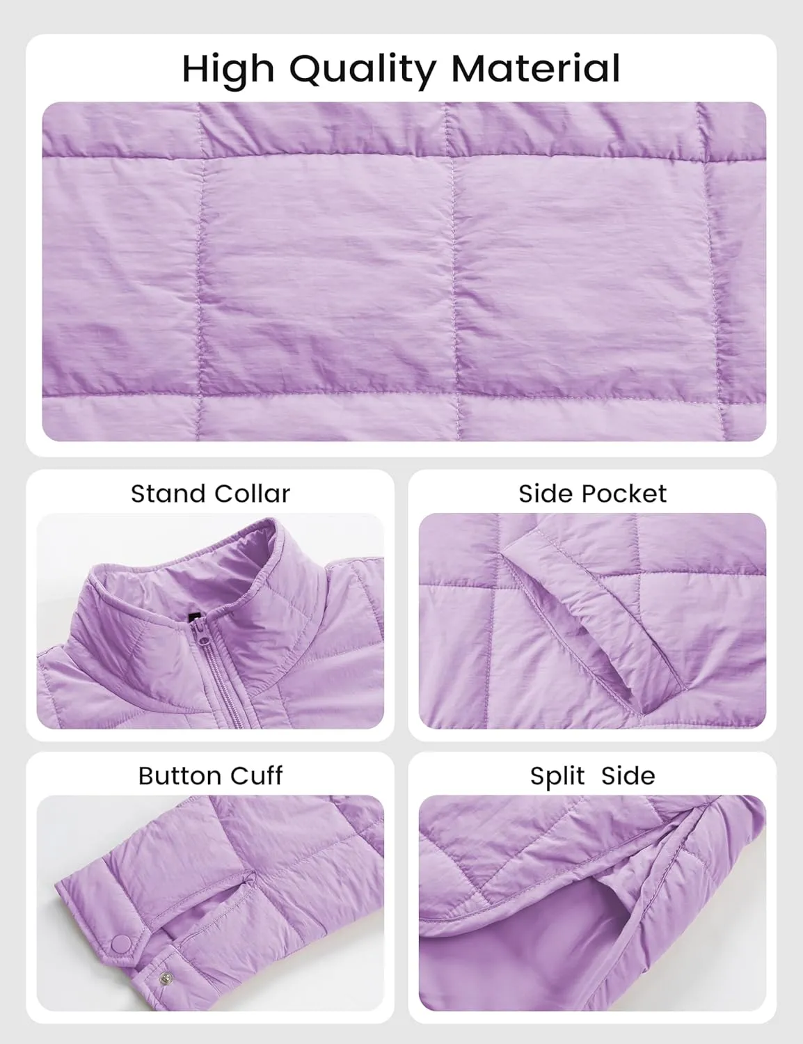Omoone Women's Quilted Puffer Jacket Zip Up Oversized Lightweight Padded Down Coat Outerwear