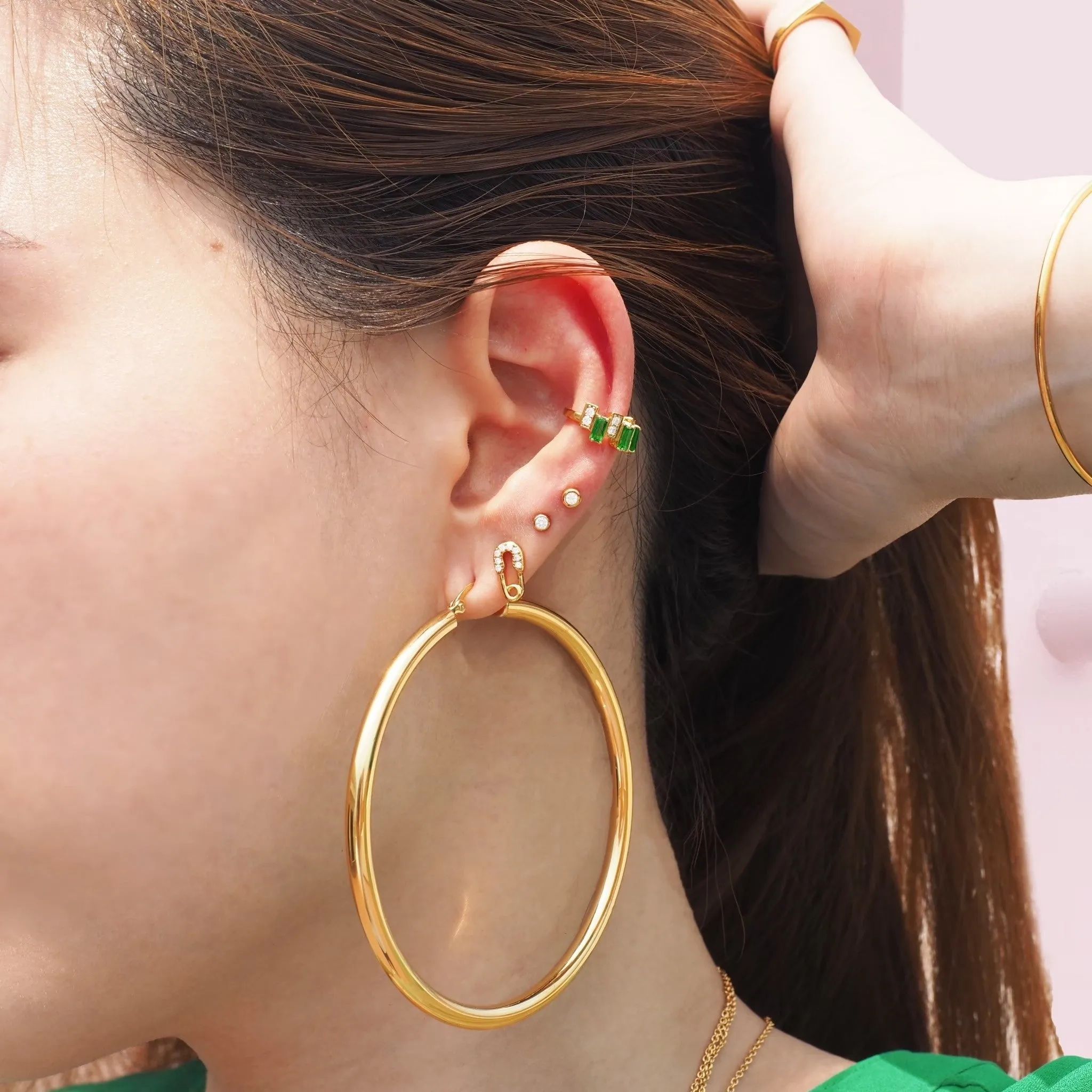 Ozzy Baguette And Crystal Ear Cuff