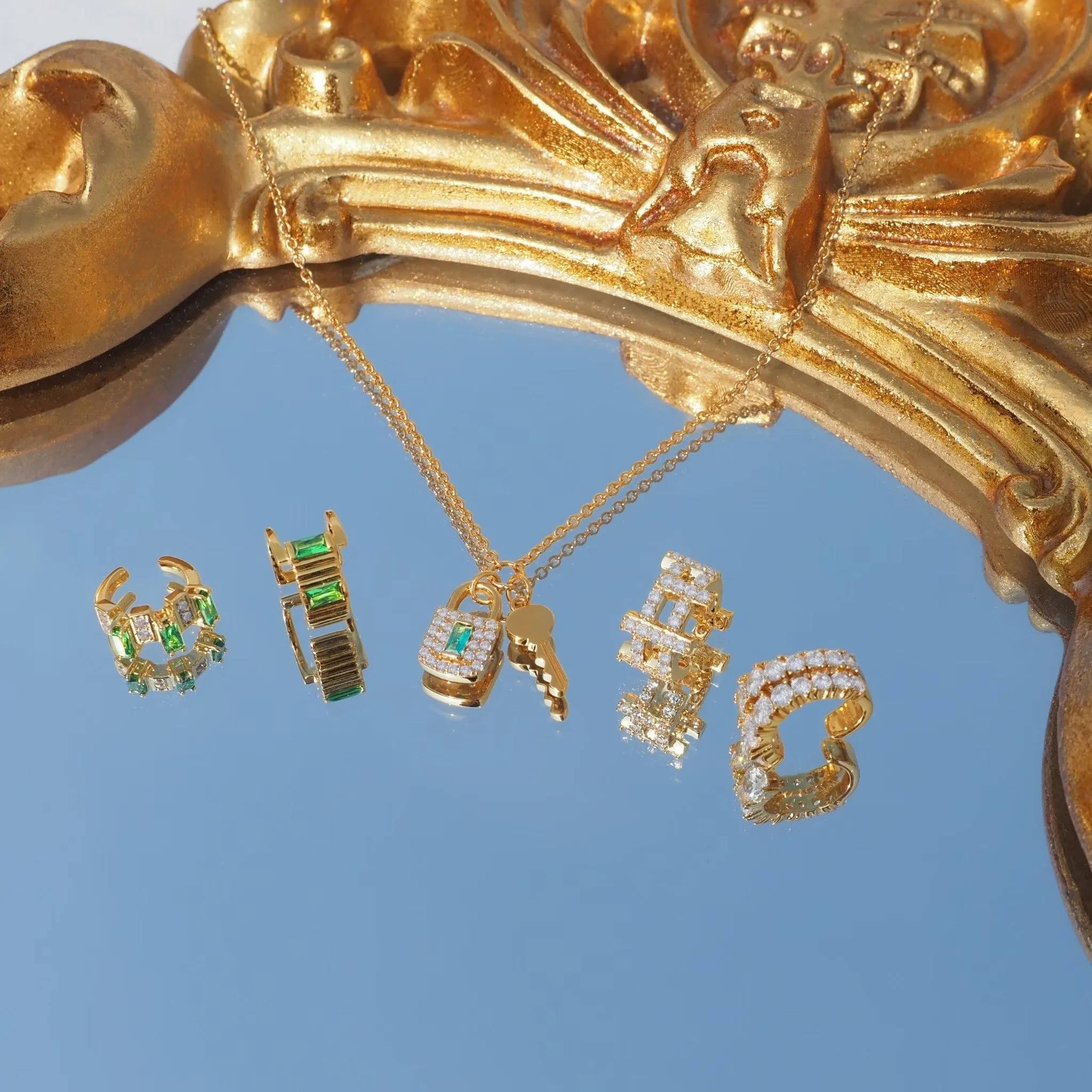 Ozzy Baguette And Crystal Ear Cuff