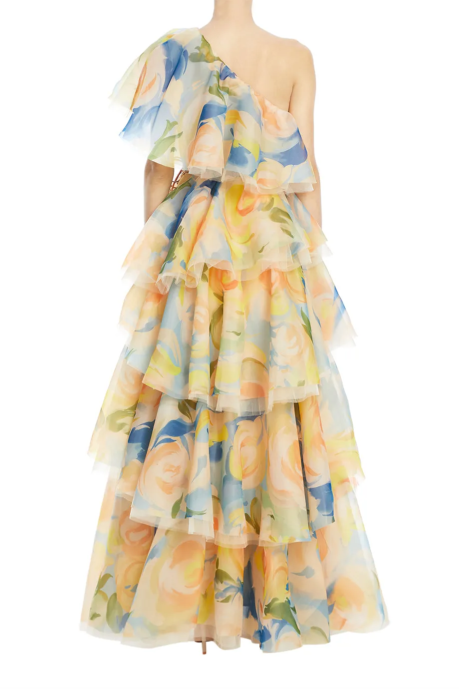 Paloma One Shoulder Ruffled Floral Maxi Dress