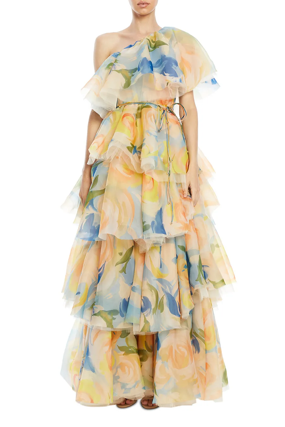 Paloma One Shoulder Ruffled Floral Maxi Dress