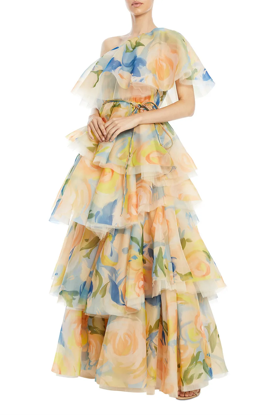 Paloma One Shoulder Ruffled Floral Maxi Dress