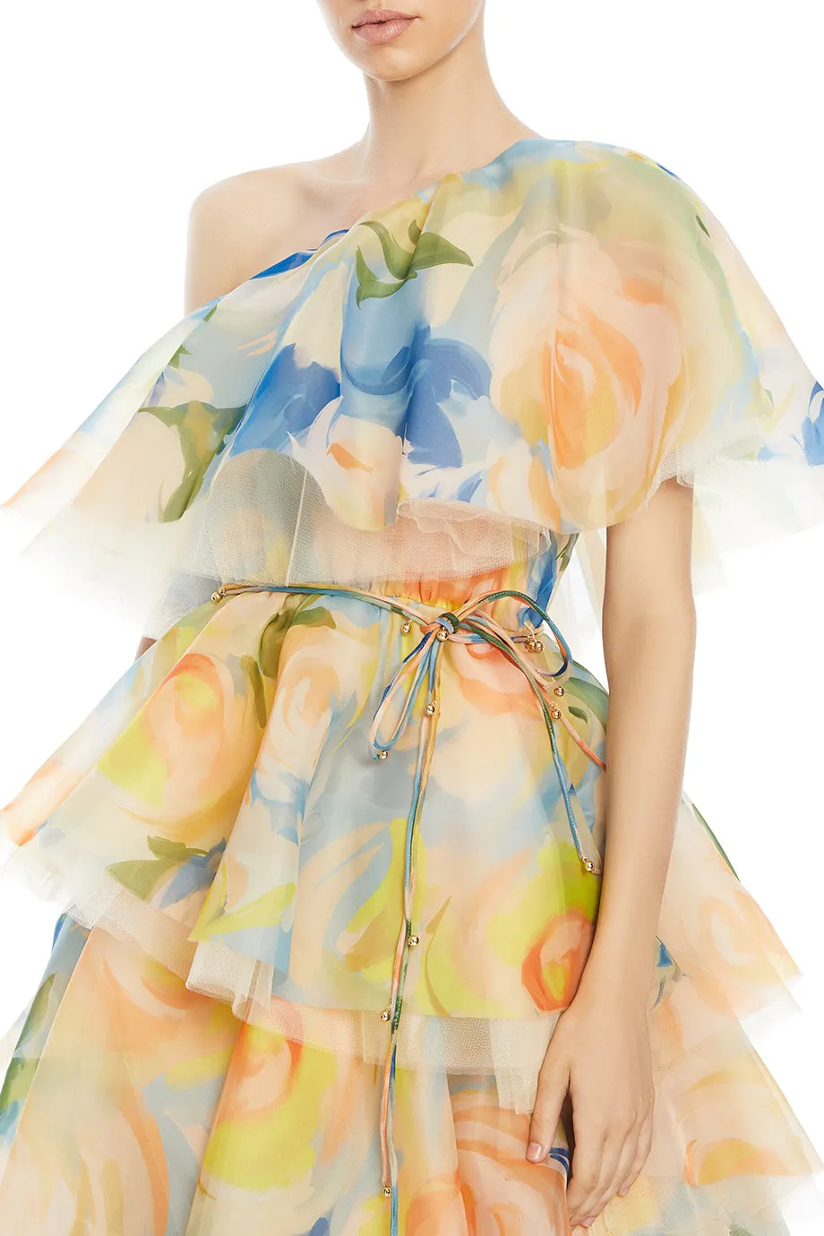 Paloma One Shoulder Ruffled Floral Maxi Dress